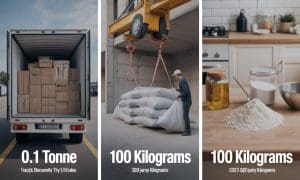 découvrez notre table de conversion précise de 0,1 tonne en kilogrammes, accompagnée d'exemples concrets d'utilisation dans les domaines du transport, de la construction et de la cuisine.
